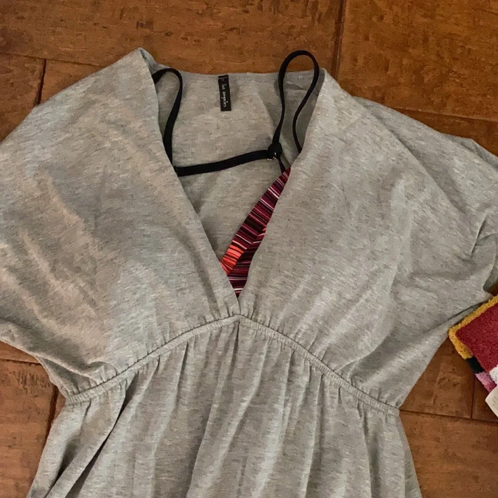 Fire Los Angeles Swim Coverup Heather Gray  stretch Vneck size Medium